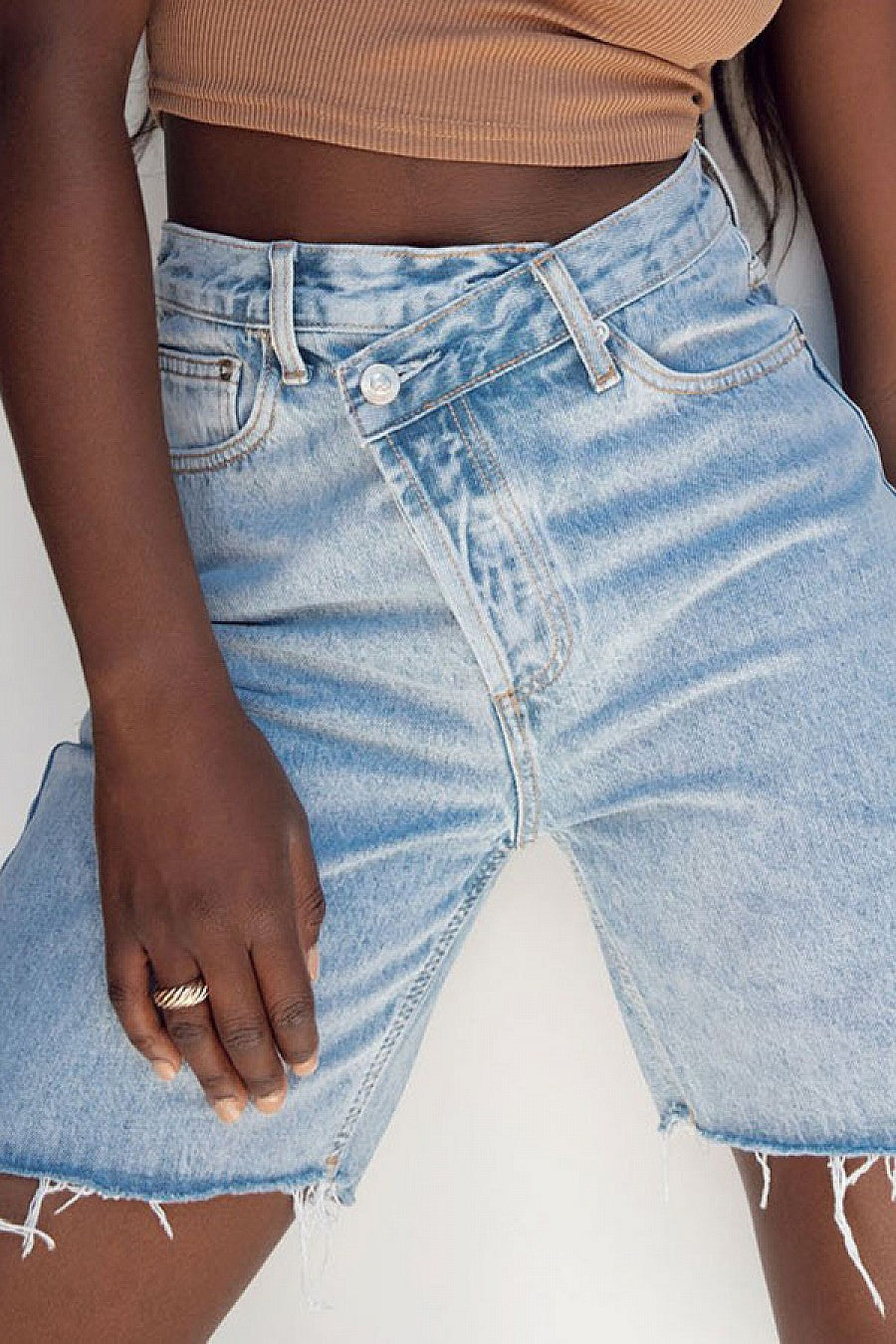 Ryn Wrap Bermuda Denim Shorts
